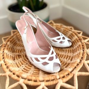 Vintage Evan Picone White Cut Out Sling Back Kitten Heel Size 8